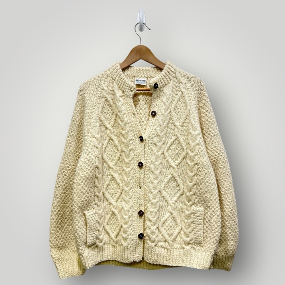 Vintage‎ Chunky Knit Cardigan Wool Koilmorrey Scotland Sz M-L